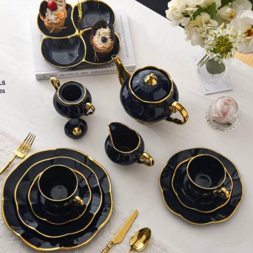 Royal home 42 talik idishlar to'plami qora