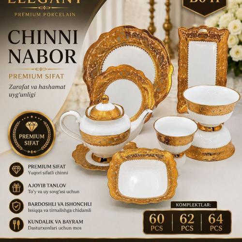 Elegant 64 talik idishlar to'plami kod-041B